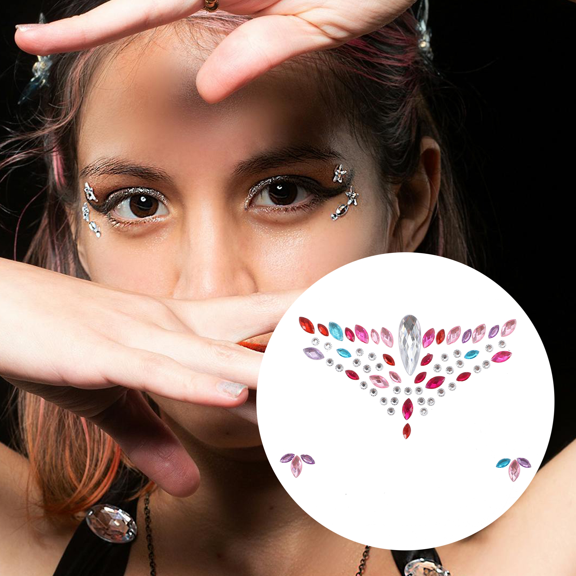 Unique Bargains Halloween Christmas Classic Face Rhinestone Stickers Assorted Color