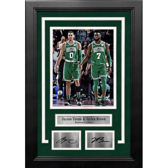 Jayson Tatum & Jaylen Brown in Action Boston Celtics 8" x 10" Framed Basketball Photo with Engraved Autographs