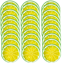 30Pcs Lifelike Lemon Slices Decoration, 2in Simulation Lemon Slices, Artificial Lemon Slices Model Realistic Faux Fruit Lemons Lemon Slices Props for Photography, Green
