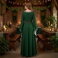 thumbnail image 6 of Renaissance Costume Women, Victorian Dress, Renaissance Dress Women, Medieval Dress for Women Steampunk Witch Dress Cosplay Halloween Princess Costume Gothic Retro Flare Sleeve Ball Gown, Green L, 6 of 6