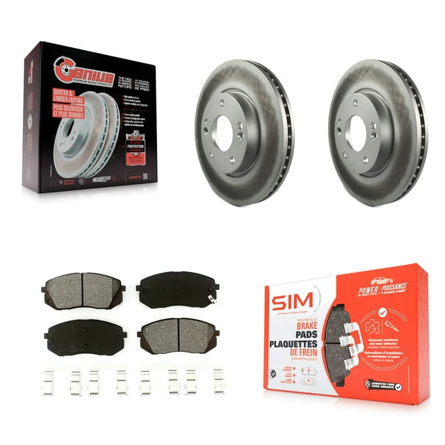 Transit Auto Front Coated Disc Brake Rotors and Semi-Metallic Pads Kit for Car 2010-2012 Kia Rondo KGS-100264