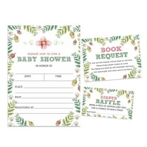 Inkdotpot Set Of 30Floral Baby Shower Invitations-Diaper Raffle Tickets And Baby Shower Book Request Cards Gender Neutral Invites Its A Boy Its A Girl