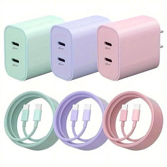 20W Dual Port USB C Rapid Charger Block with 6.6FT Long USBC to C Charging Cable for IPhone15 Pro Max/15 Pro/15/15 Plus,i PadPro 12.9/11 in,i Pad air 5/4, Samsung