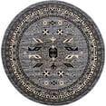thumbnail image 1 of Unique Loom Taftan Collection Geometric Tribal Round Rug, 8 Feet, Gray/Black, 1 of 5