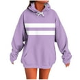 thumbnail image 2 of Sweatshirt for Women Ndbuld Women's Polka Print Hooded Sweatshirt Long Top Long Sleeved Pocket Savings Up to 30% off Purple XXL, 2 of 5