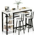 thumbnail image 1 of Lamerge Bar Dining Table Set for 2, 3 Piece Bar Table and Chairs Set, Kitchen Counter Height Dining Table Set, Small Kitchen Bar Table with Storage, Breakfast Nook Set for Small Space, White+Black, 1 of 9