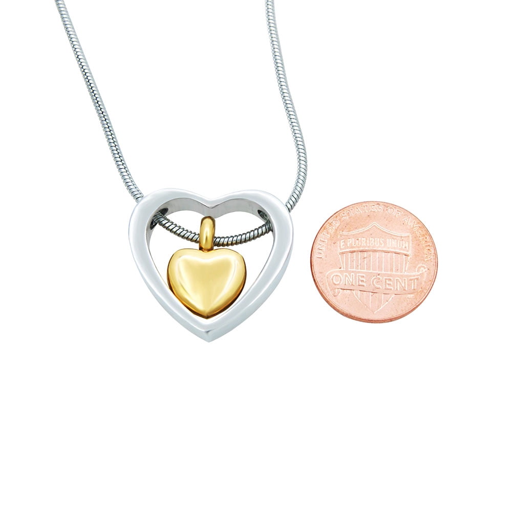 Anavia Floating Drop Heart Cremation Jewelry for Ashes Memorial Necklace Ash Urn Keepsake-[Silver - Gold]