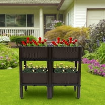 4PCS Raised Garden Bed with Legs Outdoor Indoor Elevated Garden Self-Watering Plastic Planter for Gardening Vegetables Fruits Flowers