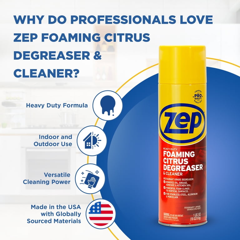 Zep Heavy-Duty Foaming Citrus Degreaser, 18 oz, Multi-Surface