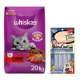 thumbnail image 1 of Whiskas Original Carne 20 kg + Churu Skin & Coat Atún Snack 4 tubos de 14g, 1 of 3