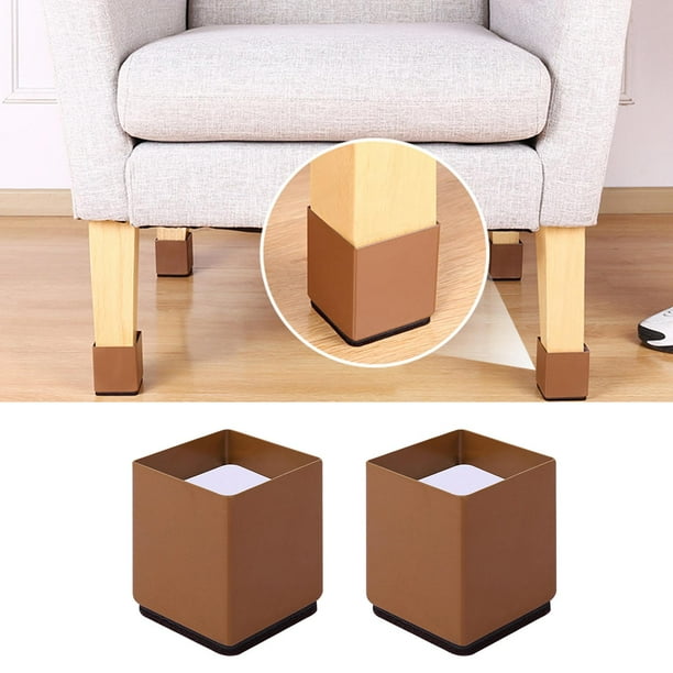 Pie de pata de muebles Autoadhesivo antideslizante Elevadores de muebles Sil Escritorio Pies de Accesorios Cuadrado 6x5cm Marrón Macarena Elevadores de sofá