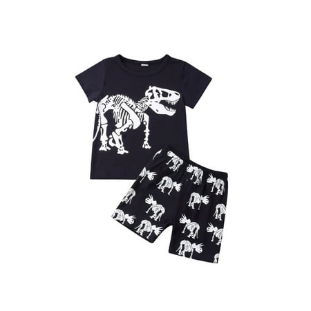 

Youweixiong Kids Baby Boys Pajamas Cartoon Dinosaur Short Sleeve Tops Shorts Outfits