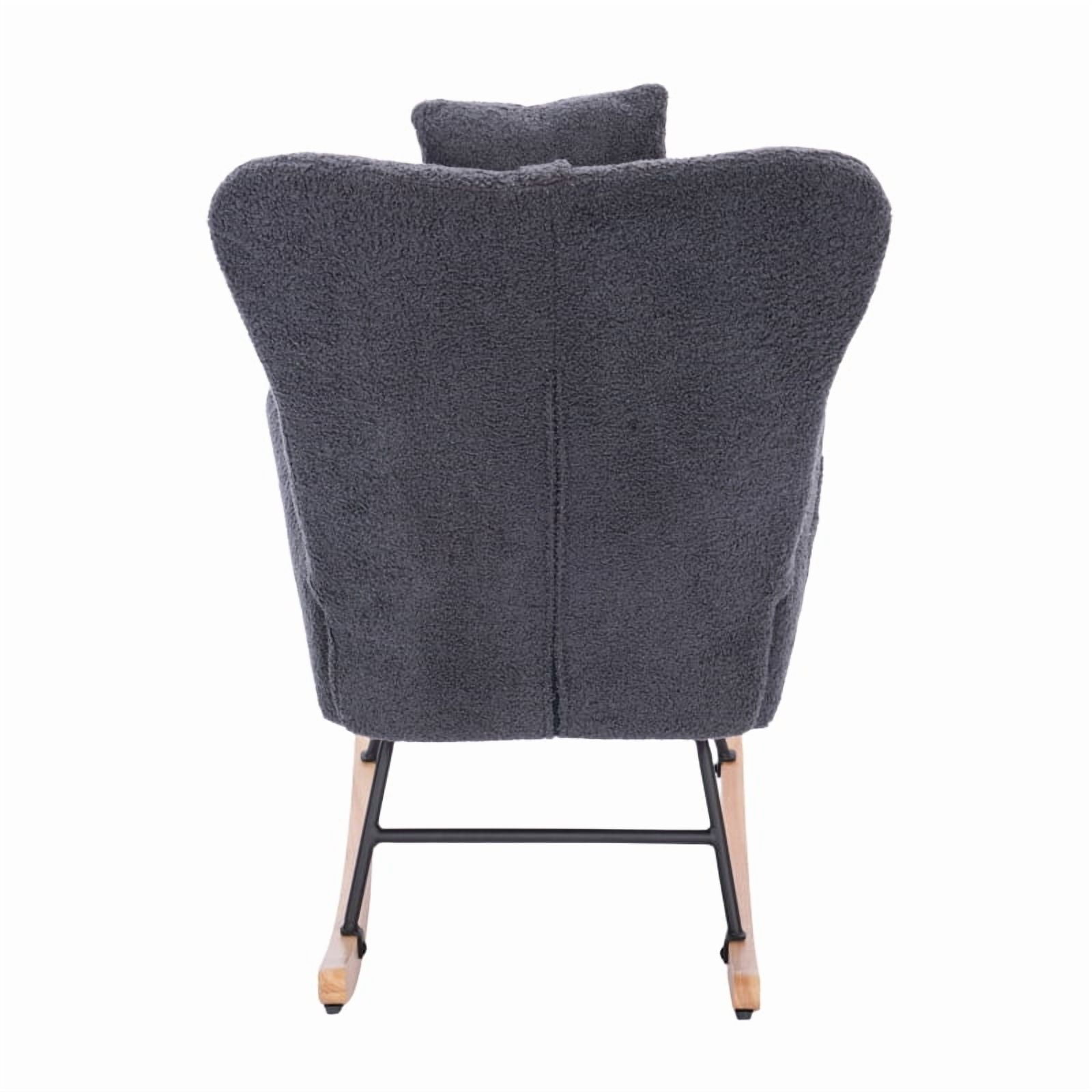 Teddy Upholstered Nursery Rocking Chair (Dark Grey) - Cozy Rocker for Living Room, Bedroom ​