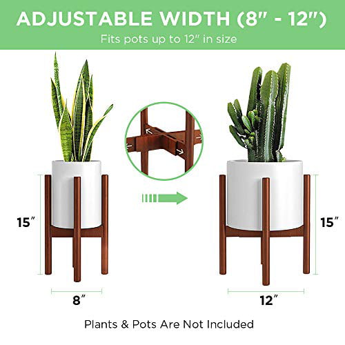 Homemaxs Plant Stand Indoor Tall Planter Holder for Indoor Outdoor Display Pot & Plant Not Included Mid Century Bamboo Plant Pot Stand with Adjustable Width Up to 30cm Brown