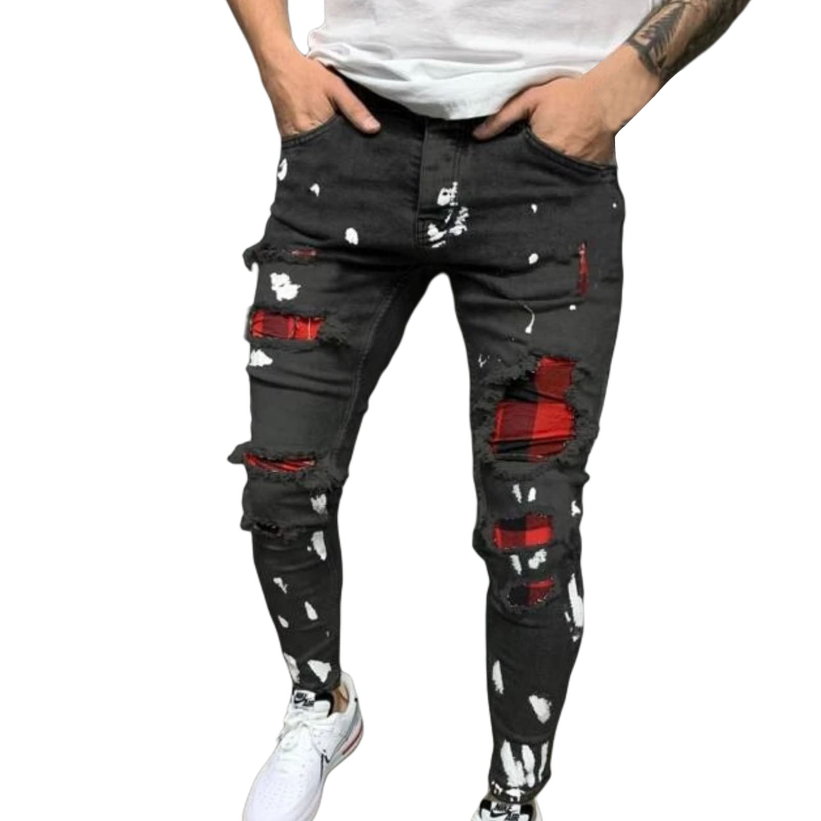 MEGAWHEELS Men?s Ripped Jeans Fashion Distressed Skinny Stretchy
