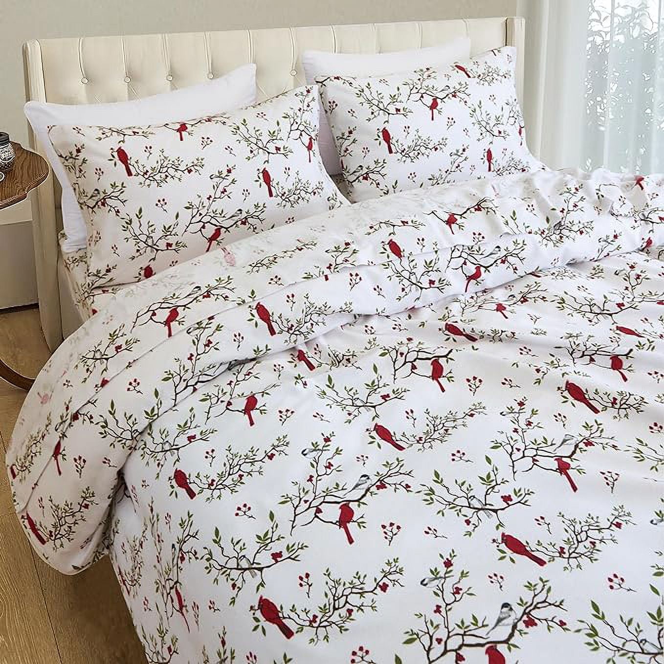 Elegant Comfort Ultra Soft 4-Piece Sheet Set - Holiday Christmas Flannel Sheets, Warm and Anti-Pill Quality, Deep Pocket Fitted Sheet- Full, Cardinal