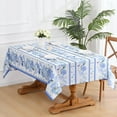 thumbnail image 2 of Square Tablecloth 55x55 Inch, Blue Stripe Floral Table Cloth for Square Table, Waterproof Spring Tablecloth Wrinkle Free for Patio, Card Table, Party Decor, 2 of 6