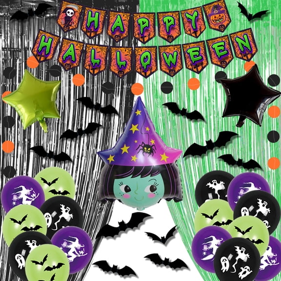 Halloween Balloon Set Bar Mall Decoration Happyhalloween Flag Death Aluminum Balloon Set