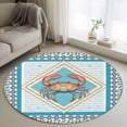 thumbnail image 2 of Blue Crab Nautical Large Area Rugs for Bedroom Living Room, Soft Non Slip Carpet Bedside Rug, Ocean Coastal Geometric Round Floor Cover Kitchen Accent Rug 4' for Dining Room/Office, 2 of 9