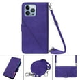 thumbnail image 2 of Nalacover For iPhone 14 Pro Max Card Slot Case,Shockproof Premium PU Leather Magnetic Clasp Flip Stand Wallet for Women Men Cover with Removable Adjustable Crossbody Shoulder Strap,Purple, 2 of 11