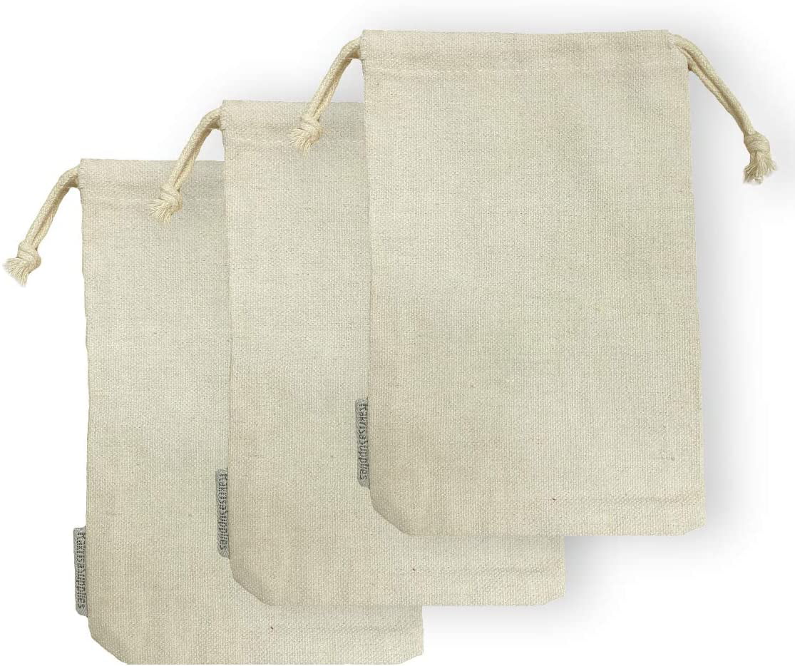 1 NEW COTTON MUSLIN BAG WITH DRAWSTRINGS 5" BY 8" BATH SOAP HERBS QUALITY BAGS 