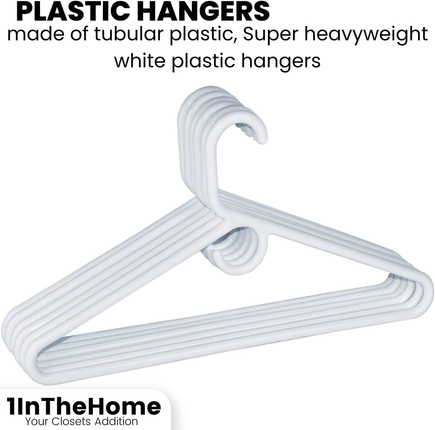Ktinnead Hangers 20 Pack,White Plastic Hangers ,Notched Clothes Hangers  Space Saving Tubular Clothes Hangers Standard Size 