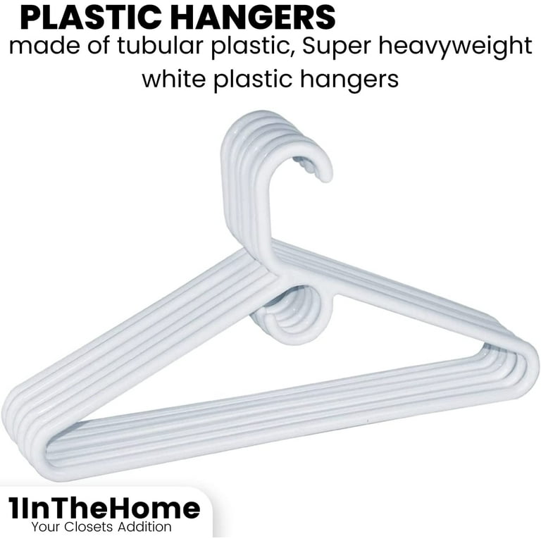 White Standard Plastic Hangers - Space Saving Durable Tubular Heavy Duty  Clothes Hanger Set Ideal for Laundry/Daily Use, Can Hold Up to 5.5 Lbs. for  Coats, Jackets, Pants & Dress (100-Pack) 