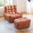 thumbnail image 6 of Giant Bean Bag Chair with Ottoman Modern Bean Bag Couch Sofa with Footstool Lounge Large Bean Bag Chairs for Adults Teens Reading Chair for Bedroom Living Room(Plaid Type), 6 of 6