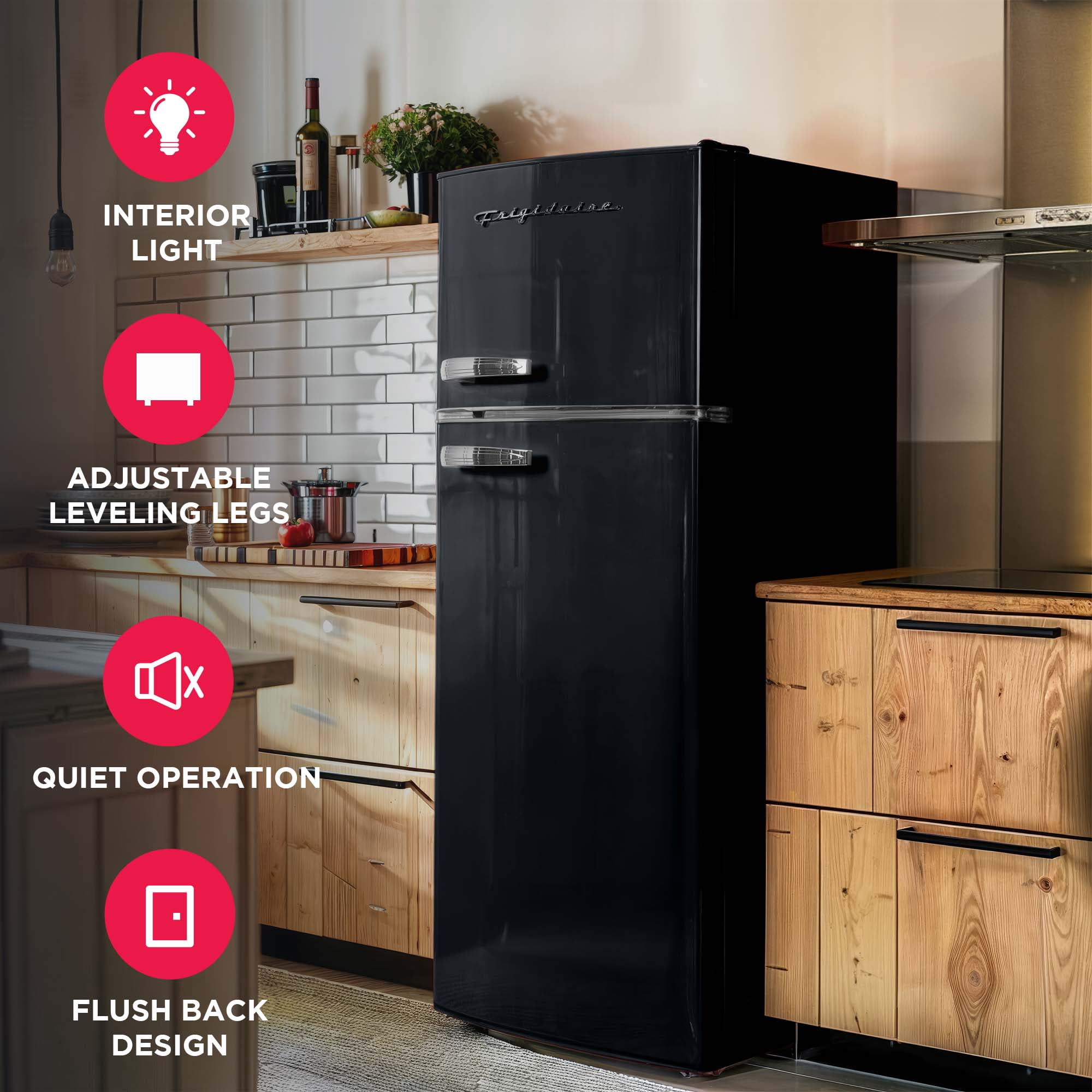 Frigidaire 7.5 Cu Ft. Retro Refrigerator, Top Mount Compact Fridge, Black