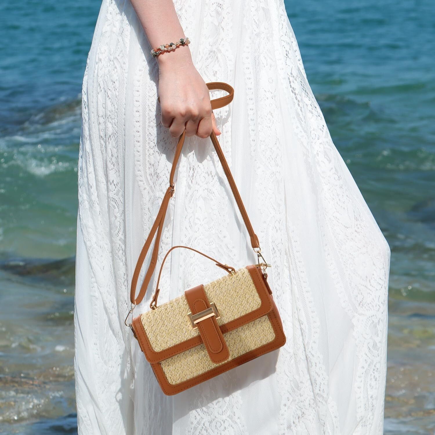 Summer Purse for Women 2025 Woven Vacation Handbags Straw Crossbody Bag for Spring Beach