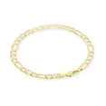 thumbnail image 3 of Nuragold 10k Real Yellow Gold Solid Figaro Link 2.5mm Diamond Cut Pave Chain Bracelet or Anklet (7"-9") Two Tone Italian Jewelry for Men & Women, 3 of 8