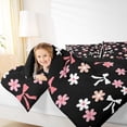 thumbnail image 5 of Manfei Kawaii Cartoon Ribbon Queen Comforter Set, Blossoms Flower Floral Bedding Sets, Teens Girls Kids Child Reversible Bedding Comforter Set, Super Cozy Room Decor, 3 Pieces, 5 of 9