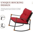 thumbnail image 4 of SUNCROWN 3-Piece Outdoor Patio Bistro Set Black Wicker Rocking Chairs and Coffee Table (Red Cushion), 4 of 8
