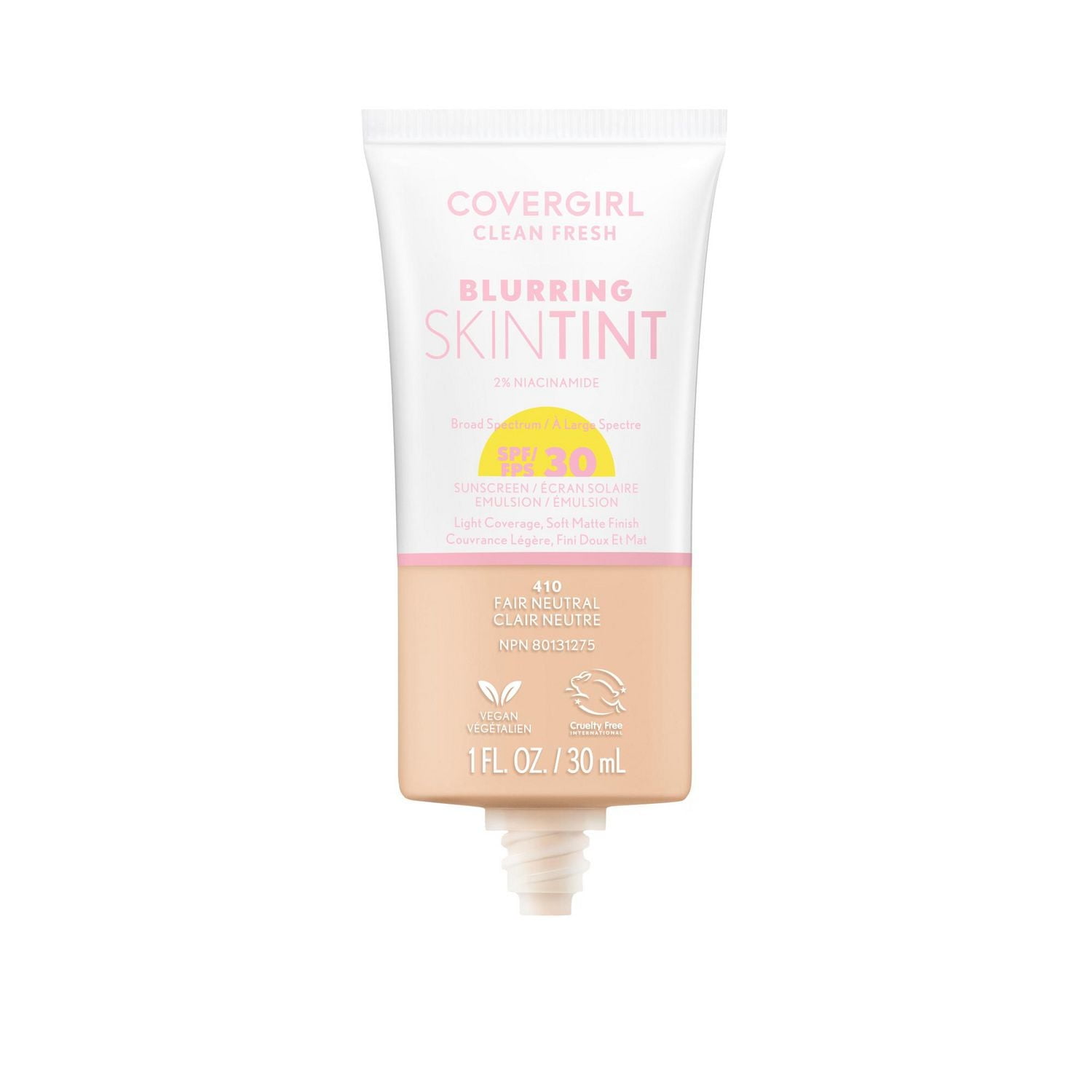 Clean Fresh Blurring Skin Tint, Liquid Foundation, Soft Matte Finish, Smooths, Brightens, Blurs Pores, Mineral Sunscreen, Vegan Formula