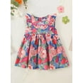 thumbnail image 2 of Infant Baby Girls Summer Dress, Fly Sleeve Round Neck Oil Painting Floral Princess Dress, 2 of 9