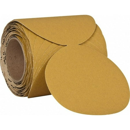 

3M 6 Diam 80 Grit Aluminum Oxide Adhesive PSA Disc Medium Grade Gold F Weighted Backing Flexible Use with Random Orbital Sanders