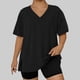 thumbnail image 5 of Mujeres Más Tamaño Manga Larga Tops Color Sólido Doblado Hendidura V Cuello Suéter, Mujeres Más Tamaño Manga Larga Tops Casual de Moda Toda la Temporada Diario, 5 of 6