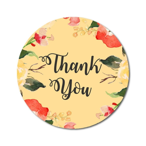 Darling Souvenir 45 Pcs Round Floral Border Peach Thank You Stickers Wedding Envelope Seal-1.6 Inches