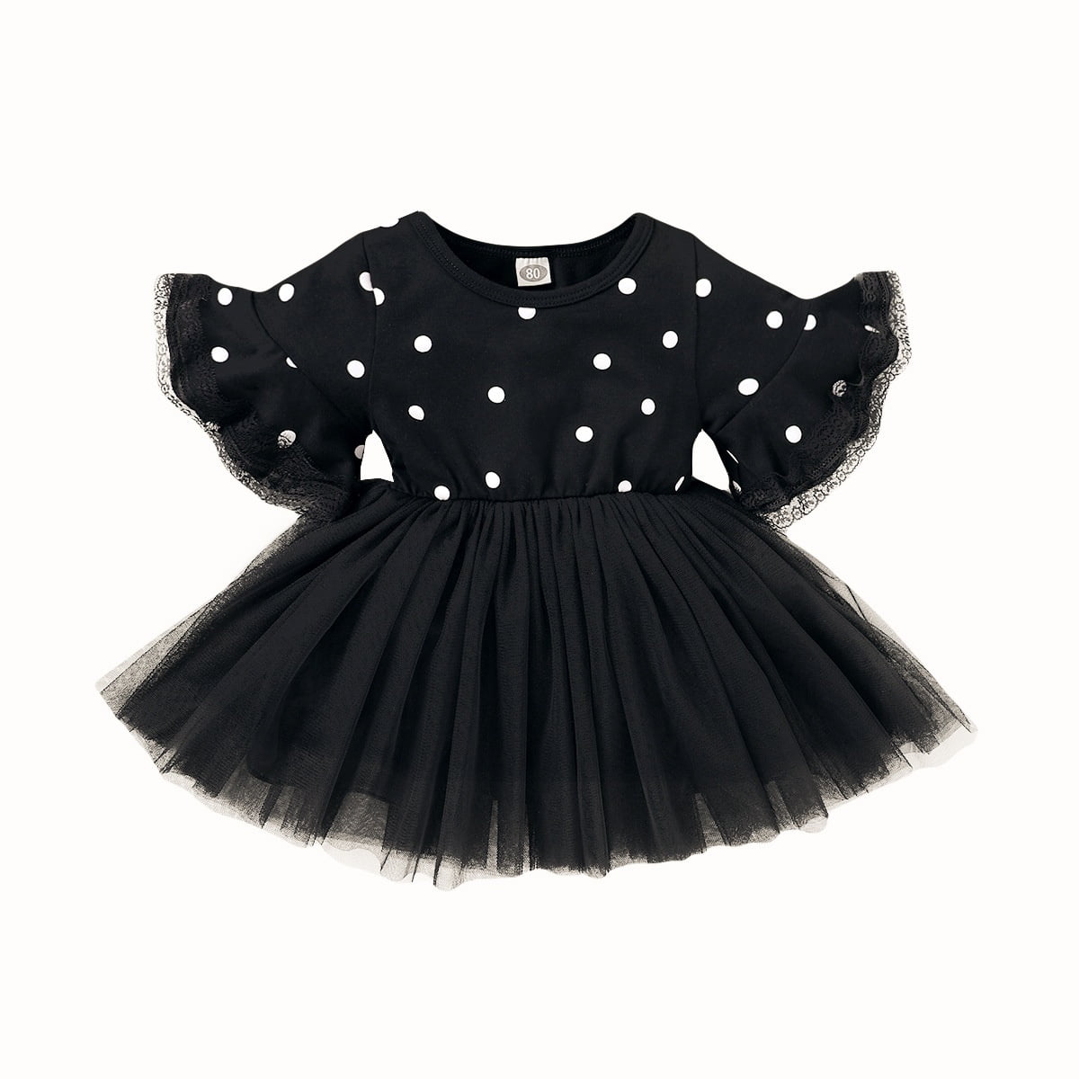 baby girl black and white polka dot dress