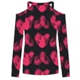 thumbnail image 5 of Blusa de moda para mujer, camisetas de cobertura con cuello en V de manga larga, camisetas sueltas informales con estampado de corazones Pompotops FGAJ13253, 5 of 5