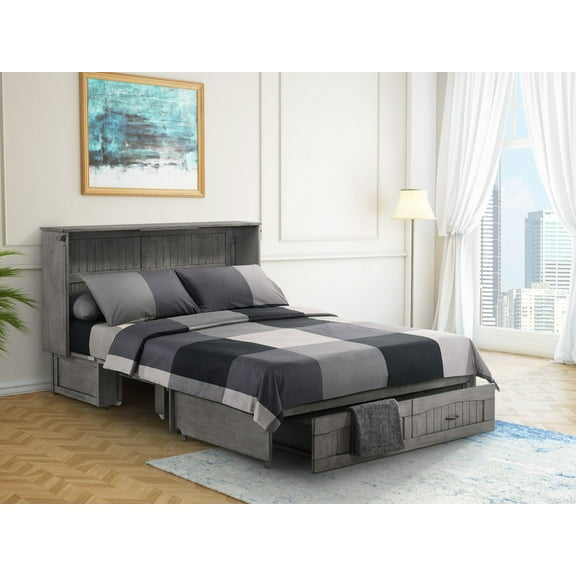 Alpine Queen Size Murphy Bed Cabinet with Storage & Charging Ports
