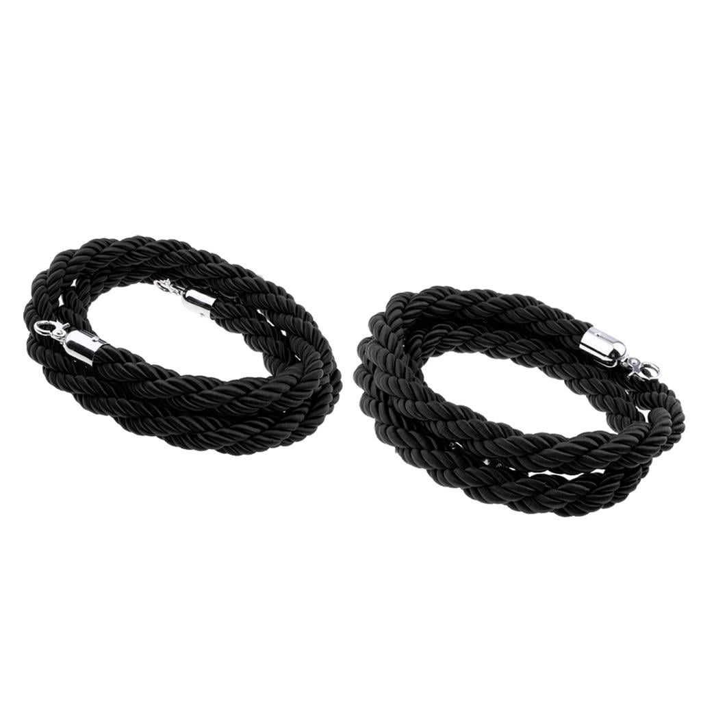 QUEUE BARRIER ROPE TWISTED 2m LONG FOR BARRIER POSTS HIGH QUALITY BLACK 