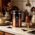 thumbnail image 1 of Bote de acero inoxidable para café con ventana visible – Contenedor hermético para alimentos con cierre de seguridad, bote de cocina de acero 304 para granos de café, té o harina., 1 of 5