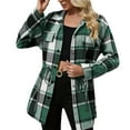 thumbnail image 2 of ‌FDGIU Womens Plaid Shacket Jacket Long Sleeve Button-Up, Warm Flannel Shirt Coat for Fall Fashion & Winter Clothing, 2 of 7