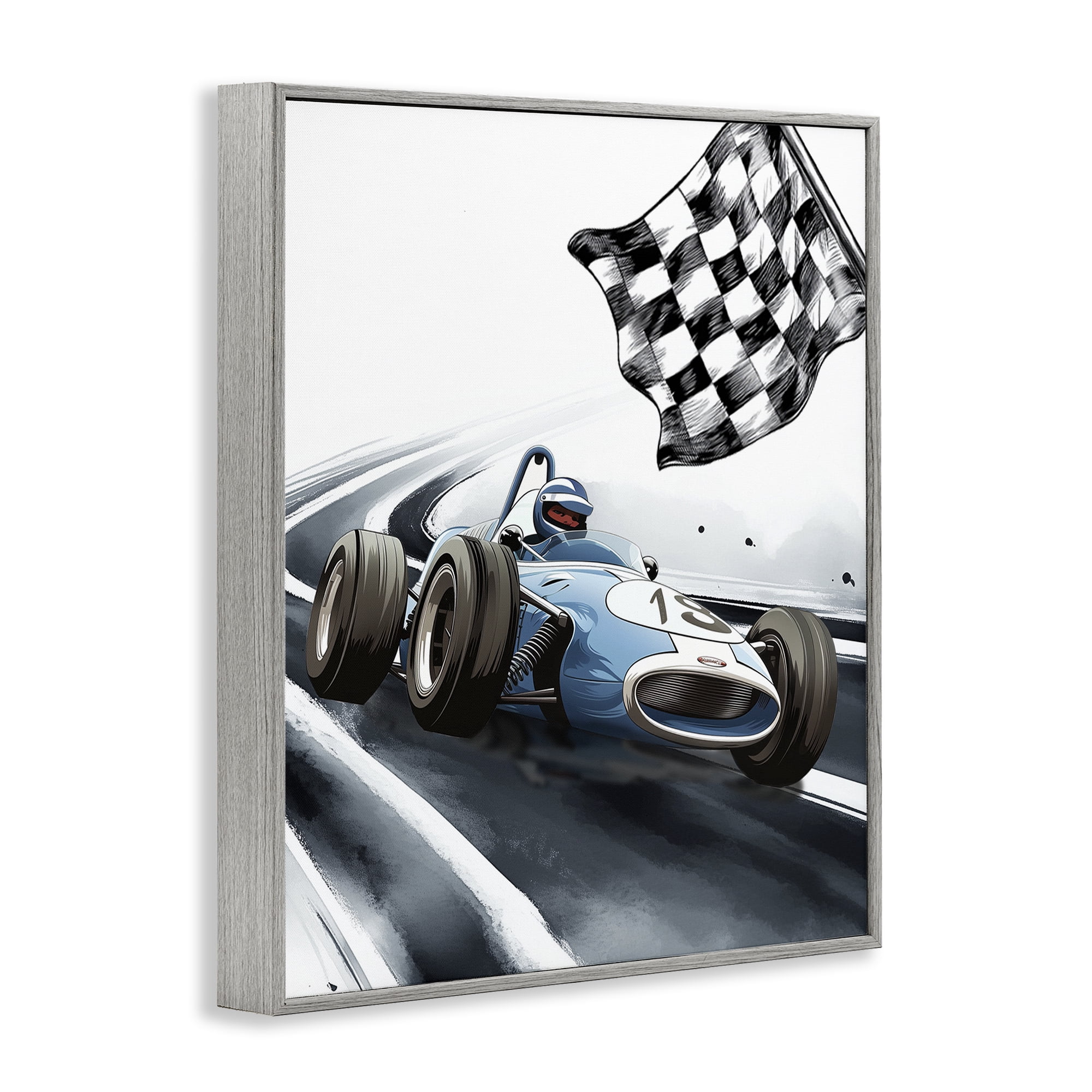 Stupell Industries Dynamic Racecar Driving Gray Framed Giclee Art, design by Christine Simpson Art