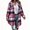 Hot Pink, variant on Women's Oversized Button Down Shirt Jacket Plaid Wool Blend Long Sleeve Lapel Collar Casual Fall Winter Shacket with Pockets