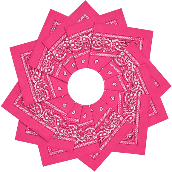 TELOLY 12 Pack Bandanas Unisex Paisley Cowboy Bandanas Bulk Multi Purpose Headband Scarf for Men Women Costume,Vibrant Pink Bandanas Bulk for Parties