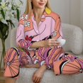 thumbnail image 6 of Honeii Flamingo Riding a Bicycle print Women's Pajama Sets Long Sleeve Button Down Sleepwear Nightwear Soft Pjs Lounge Sets-Medium, 6 of 7