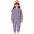 thumbnail image 3 of Ulitacool Onesies For Boy Long Sleeve Jumpsuit Winter Warm Soft Lined Pajama Hooded Neck Solid Color Romper Outfit For Toddler Kids Playwear Adorable Wear Light Purple 1-2 Years, 3 of 8