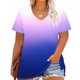 thumbnail image 4 of mfyjkho Tops De Tallas Grandes, Camisa Básica Estampada De Manga Corta Con Cuello En V Para Mujer, Talla Grande Tops De Gimnasio Para Mujer Xxxxxl, 4 of 5
